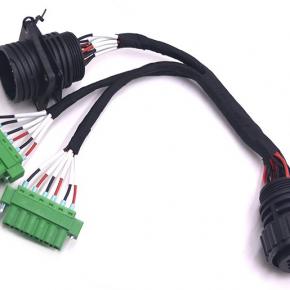 New energy high-voltage box connection wire 5.08 green terminal block 16P round hole male and female plug harness custom processing